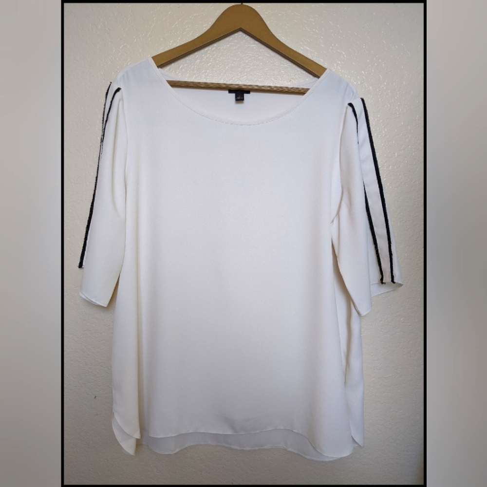 Ann Taylor Blouse with Fringe Sleeves